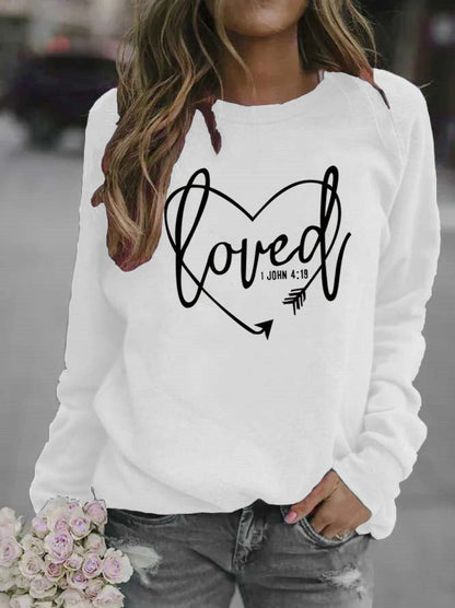 Damen Sweatshirt Herz-Aufdruck Inspirierend Grau Eveloria