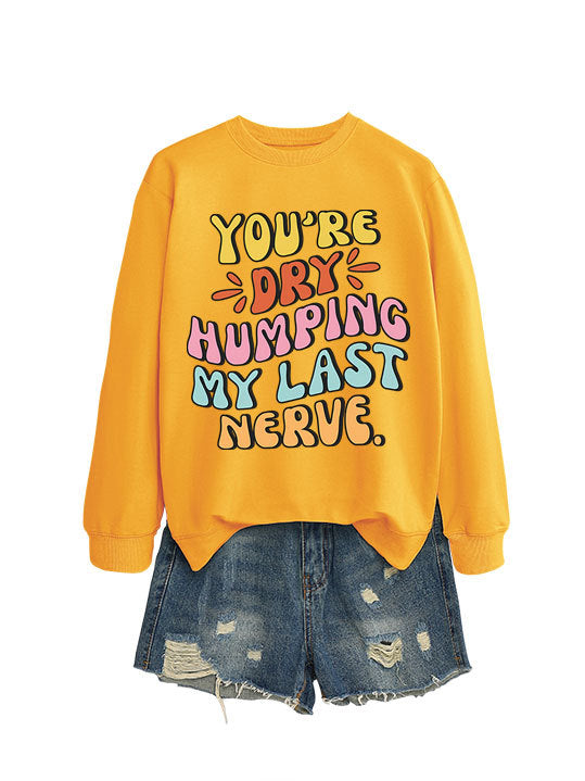 Damen Sweatshirt Lässiger Schnitt Comic-Slogan Grau Eveloria