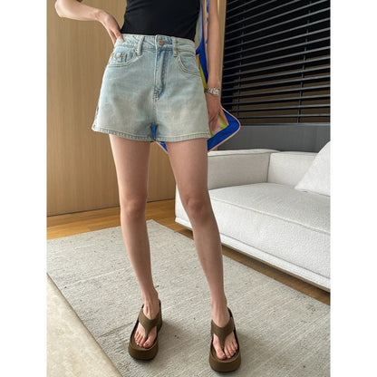 Damen Denim-Shorts Hochwerder mit Wasch-Effekt Blau