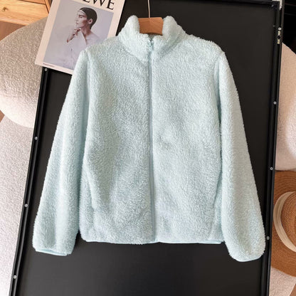 Damen Fleecejacke Flauschig Reißverschluss Hochkragen Eveloria