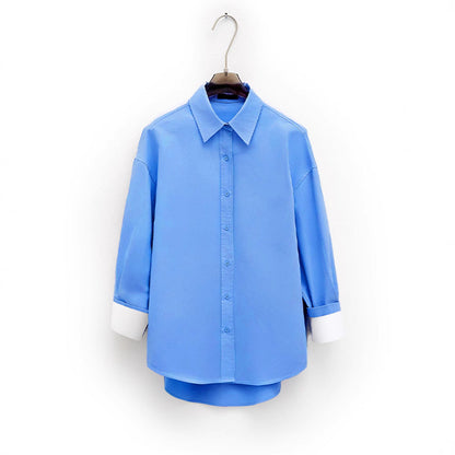 Damen Bluse mit Kurzärmeln Eveloria Elegance Baumwolle Weiß