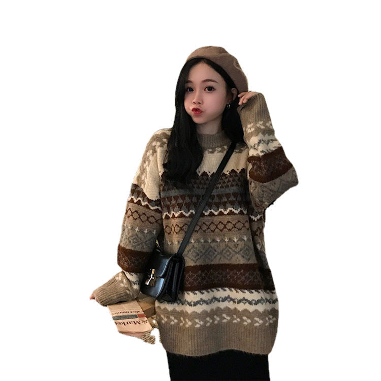 Damen Grobstrickpullover Lässiger Schnitt Bunt