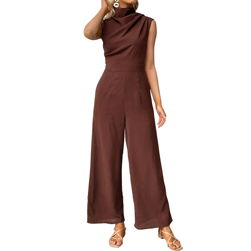 Damen Jumpsuit Hohler Kragen Weites Bein Eveloria