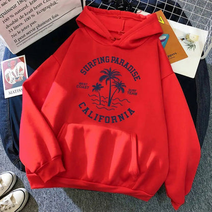 Damen Kapuzenpullover Baumwollmischung Surf-Motiv