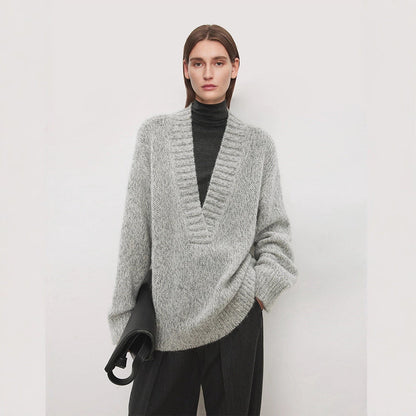 Damen Strickpullover V-Ausschnitt Lässiger Schnitt Eveloria - Eveloria