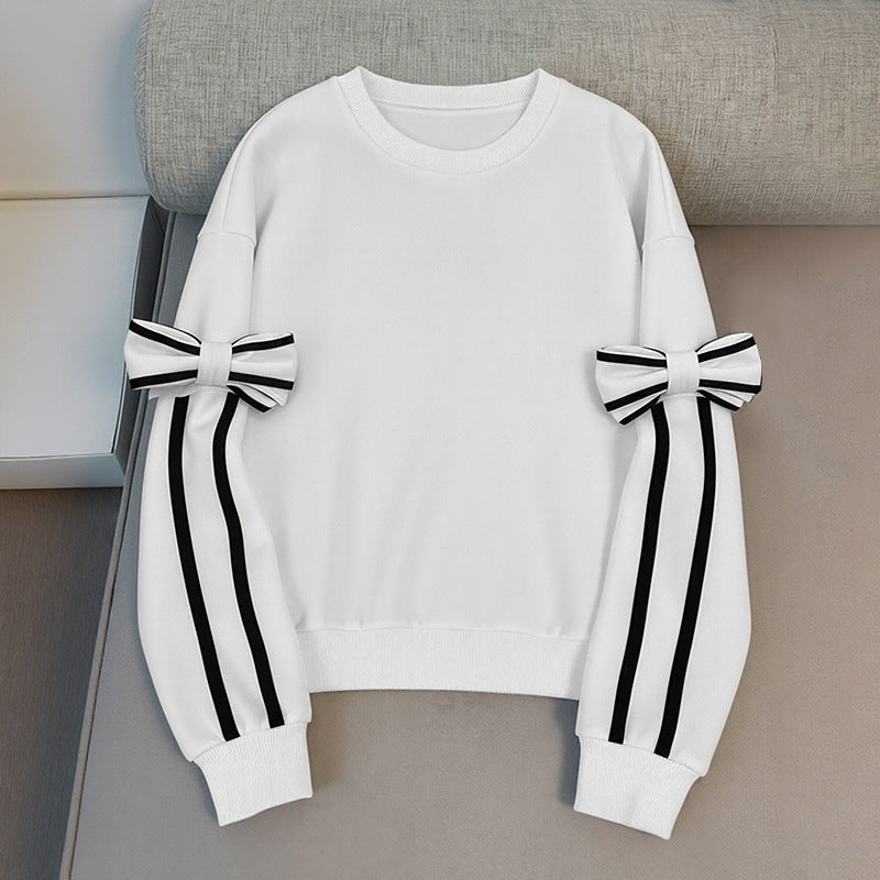 Damen Sweatshirt Streifen Schleifendesign Eveloria