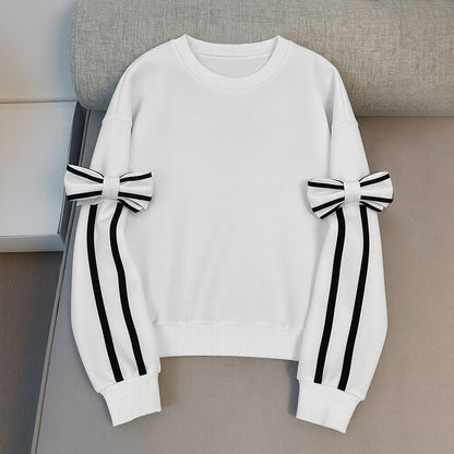Damen Sweatshirt Streifen Schleifendesign Eveloria