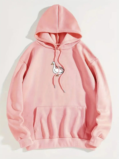 Damen Kapuzenpullover Gänsemotiv Weiches Fleece Innen Eveloria