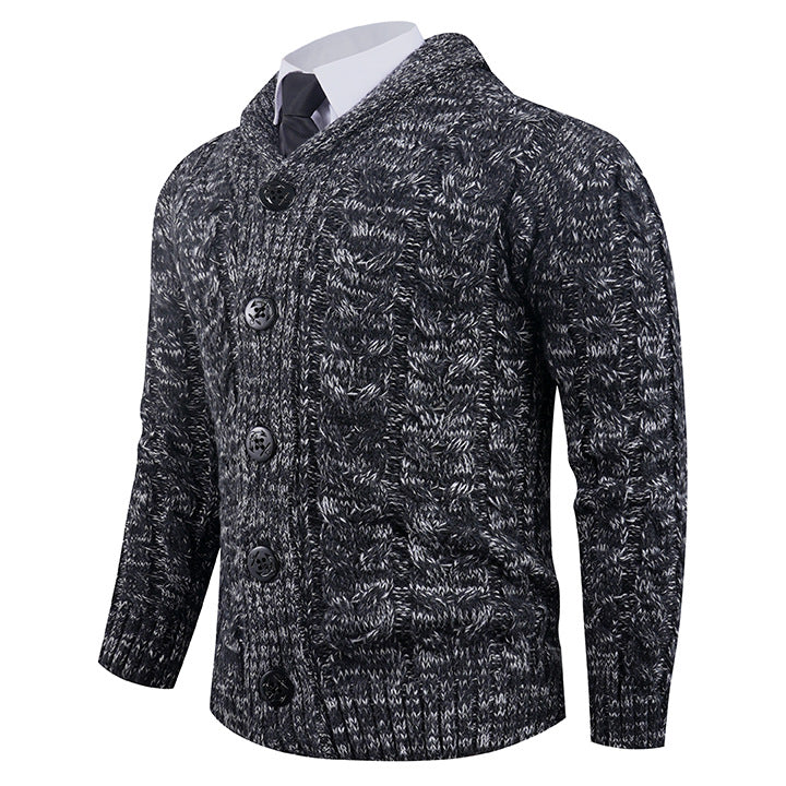 Herren Strickcardigan Zopfmuster Eleganter Schalkragen Bequem