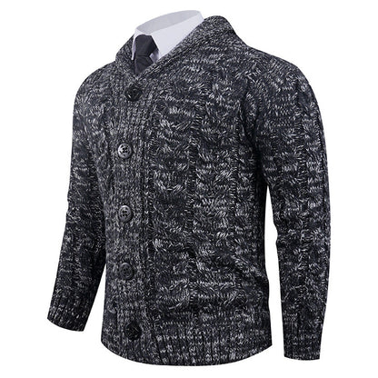 Herren Strickcardigan Zopfmuster Eleganter Schalkragen Bequem