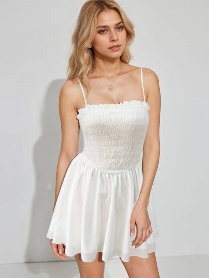 Damen Babydoll-Kleid Elastisch Bustier-Oberteil Fließender Rock