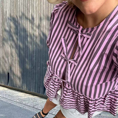 Damen Freizeitbluse Streifenmuster Lässiger Schnitt Eveloria