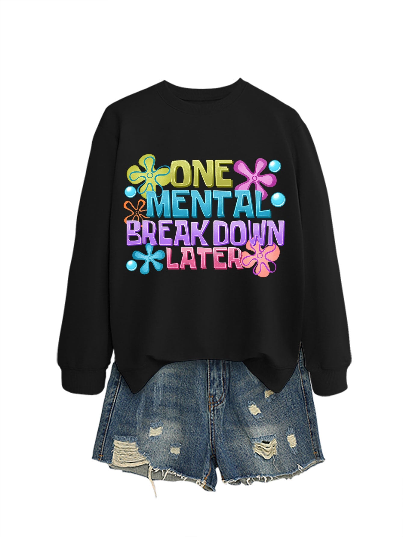 Damen Sweatshirt Kreativer Aufdruck Eveloria Grau