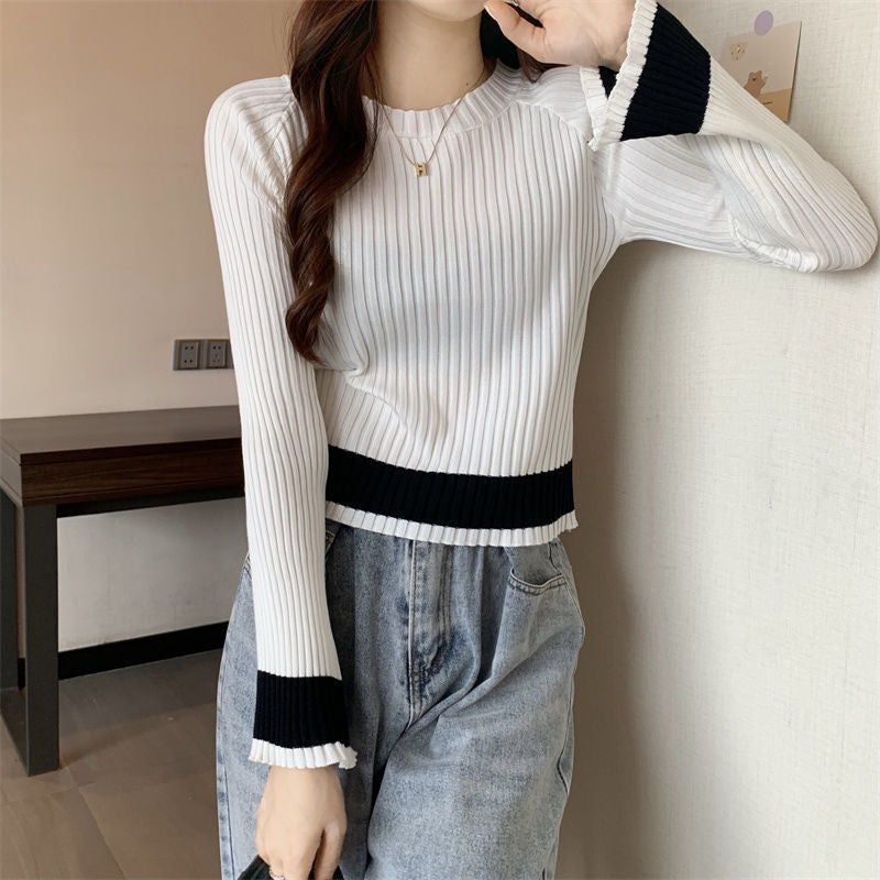 Damen Rippstrickpullover Lässiger Schnitt Eveloria