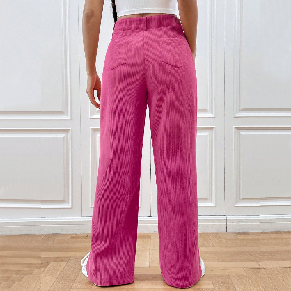 Damen Cordhose Weit Elegantem Schlitz Eveloria