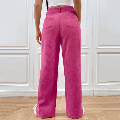 Damen Cordhose Weit Elegantem Schlitz Eveloria
