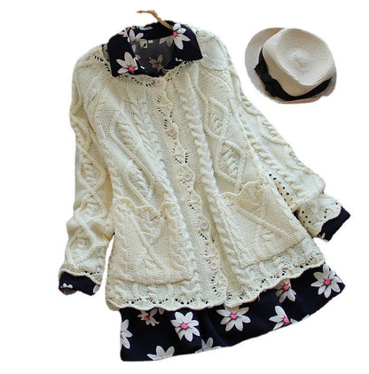Damen Strickjacke Strukturierte Maschen Optik Knöpfe Beige