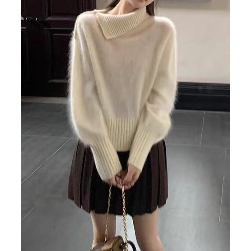 Damen Rollkragenpullover Weiches Strickmaterial Bequem