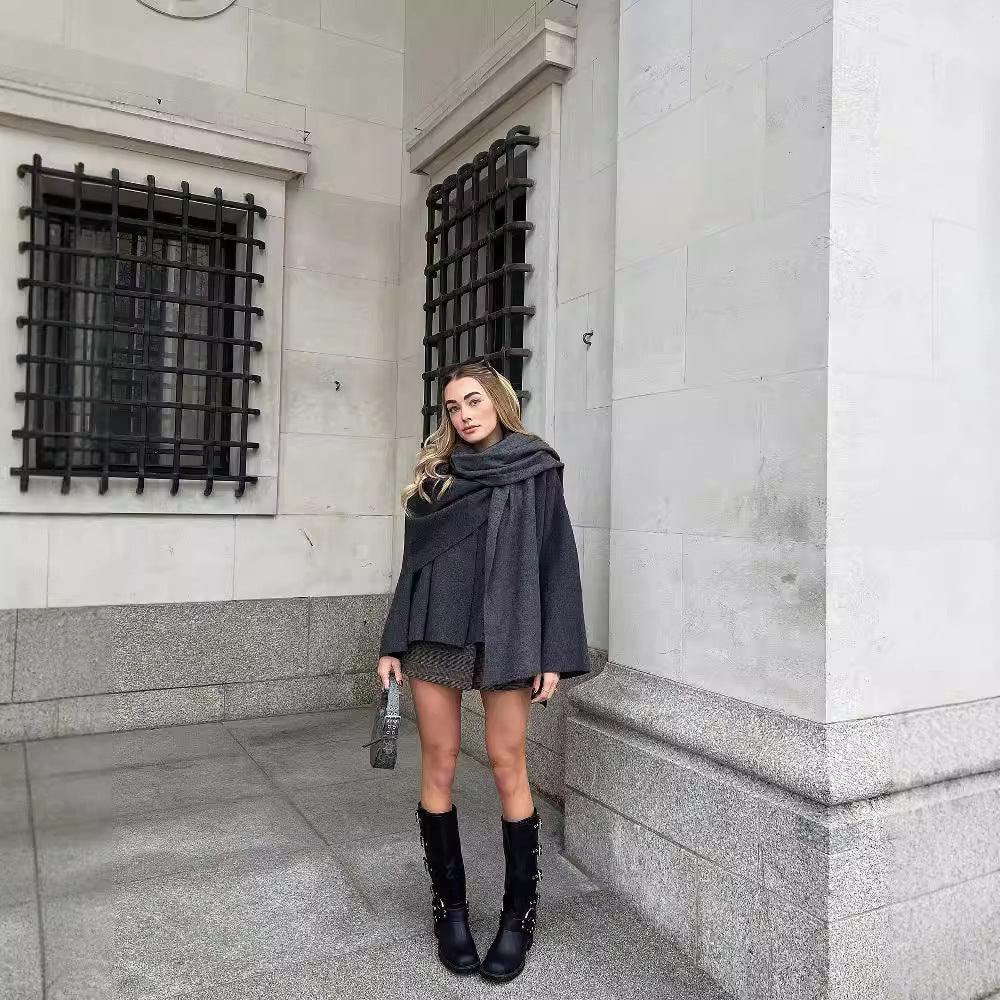 Damen Rollkragen Überjacke Elegant Geschnitten Eveloria