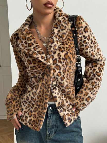 Damen Blazerjacke Leopardenmuster Eveloria