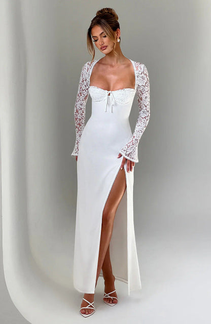 Damen Maxi-Kleid aus schimmerndem Stoff mit eleganthem Schnitt