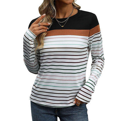 Damen Langarmshirt Streifenmuster Baumwolle Eveloria