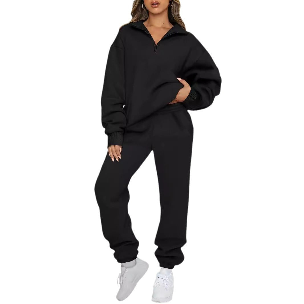 Damen Sweatpants-Set mit Stehkragen und Kängurutasche Eveloria