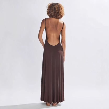 Damen Maxikleid Lang Cut-Out-Design Weich Eveloria
