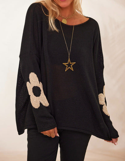 Damen Strickpullover Floral Eveloria