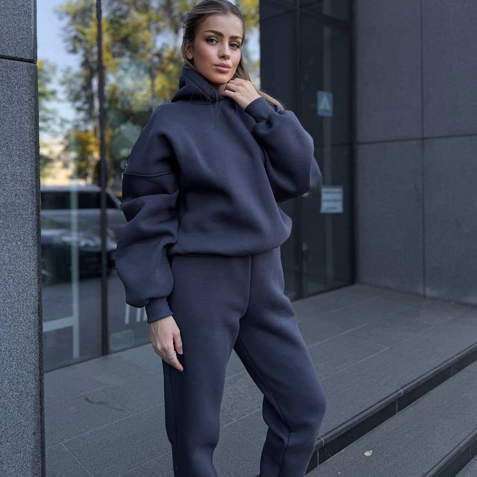 Damen Freizeit-Loungewear-Set mit Kapuze und weitem Schnitt Eveloria