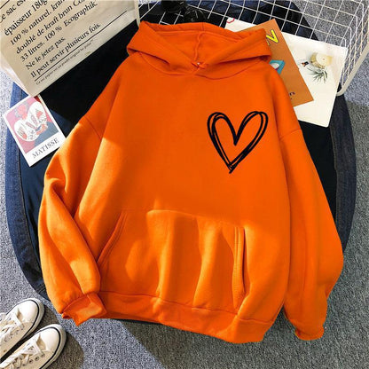 Damen Kapuzenpullover Herzmotiv Eveloria