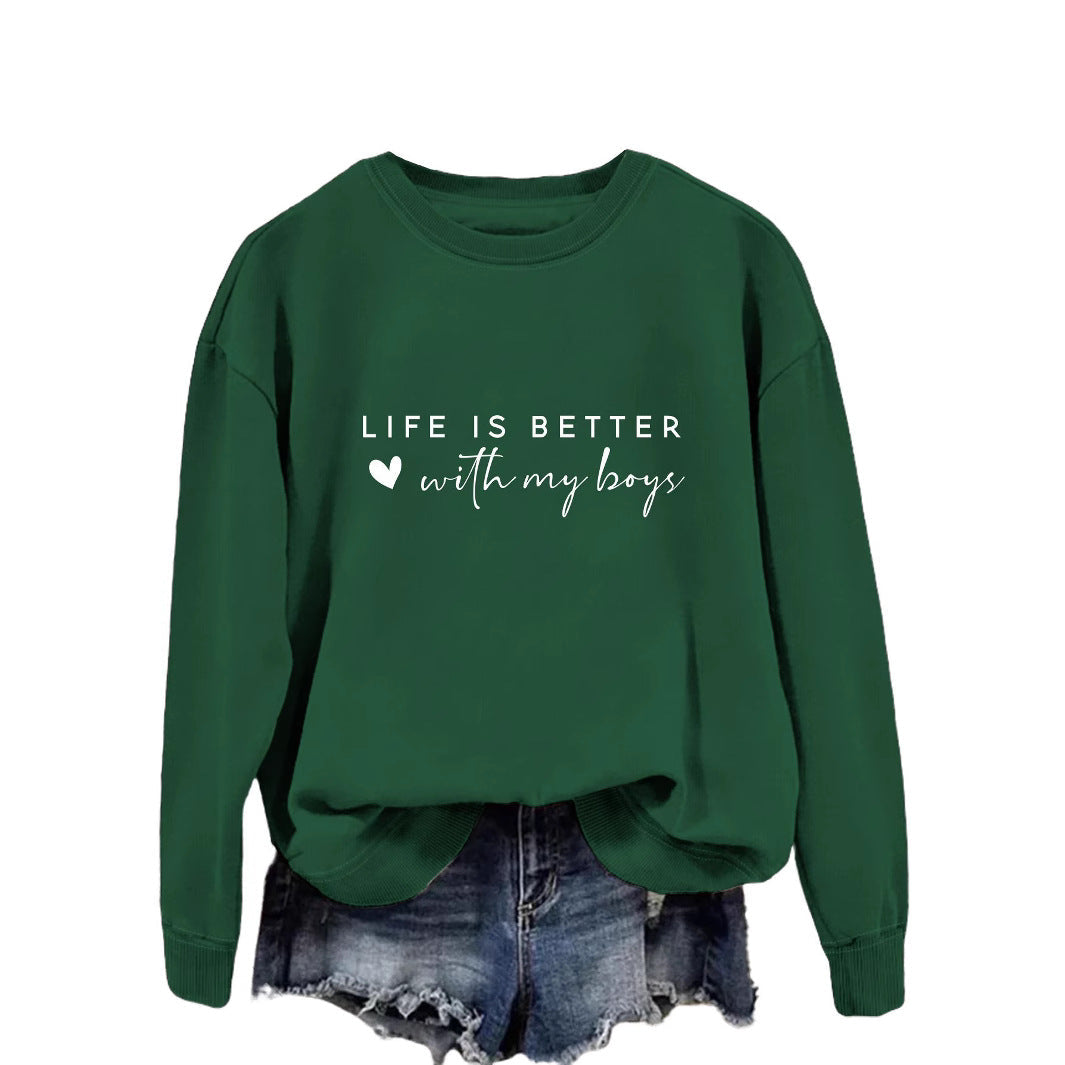 Damen Sweater Rundhals mit Aufdruck Beige - Eveloria