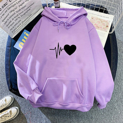 Damen Kapuzenpullover Herzschlagmotiv Eveloria