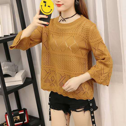 Damen Strickpullover Strukturiertes Muster Beige Eveloria