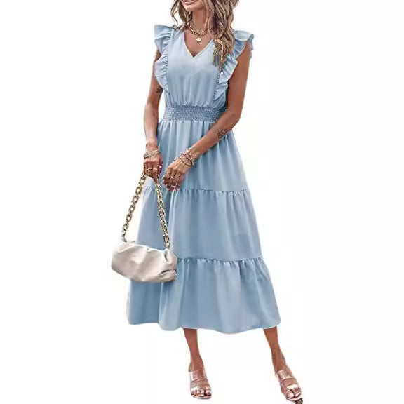 Damen Langarm-Kleid Voluminöser Rock Eveloria