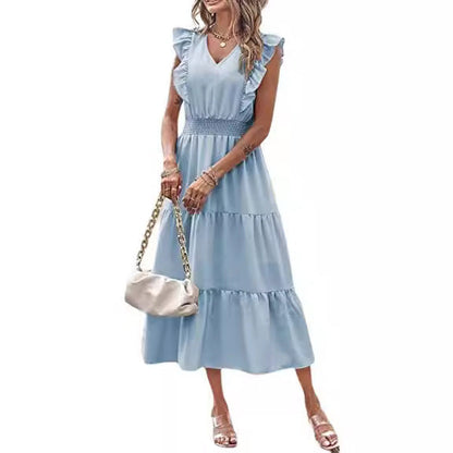 Damen Langarm-Kleid Voluminöser Rock Eveloria