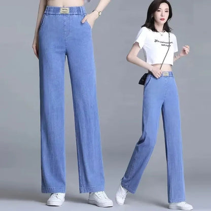 Damen Weite Jeanshose Elastisch Eveloria