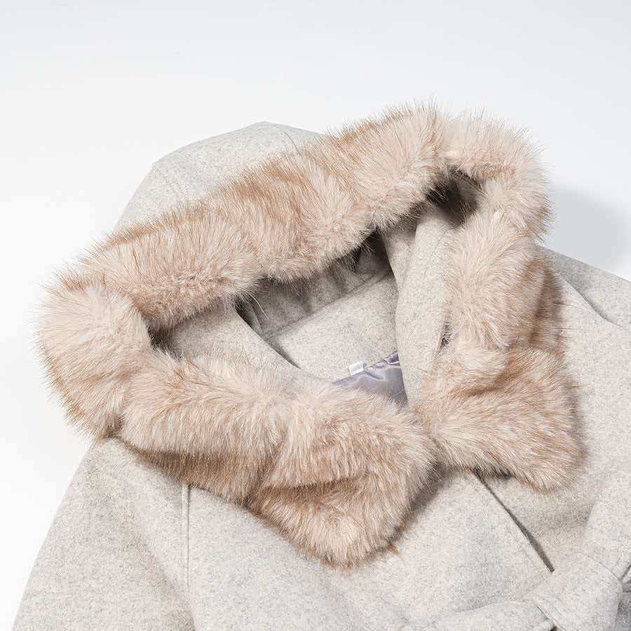 Damen Wolljacke mit Kapuze und Teddyfutter Eveloria