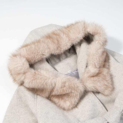 Damen Wolljacke mit Kapuze und Teddyfutter Eveloria