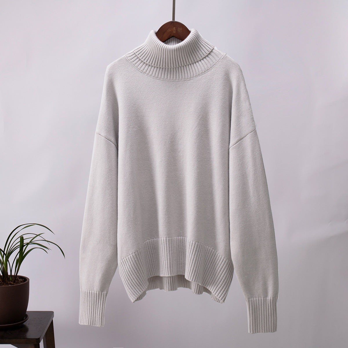 Damen Strickpullover Lässig Warmer Gerippter Saum