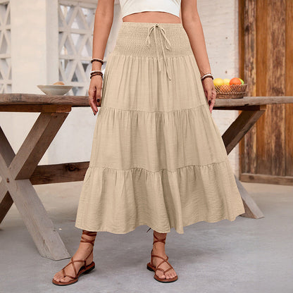 Damen Maxirock Elastischer Taillenbund Stufendesign