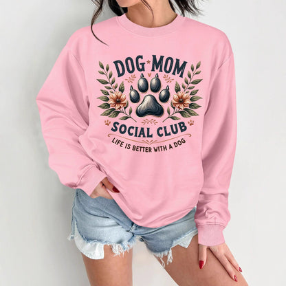Damen Sweatshirt Hundemotiv Aufdruck Grau