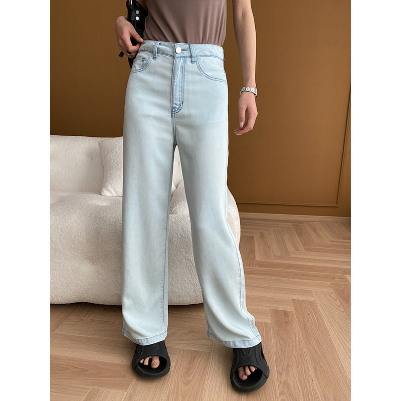 Damen Highwaist Jeans Weite Bein Lässiger Schnitt Eveloria - Eveloria