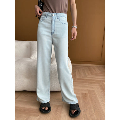 Damen Highwaist Jeans Weite Bein Lässiger Schnitt Eveloria - Eveloria