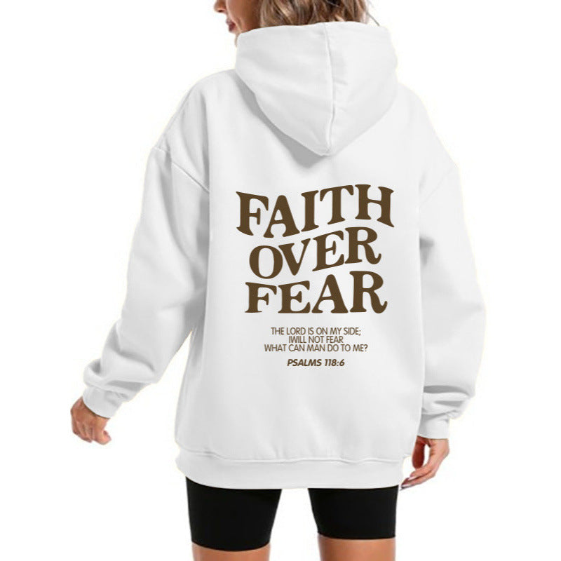 Damen Kapuzensweater Bequem Motivierender Schriftzug Grau