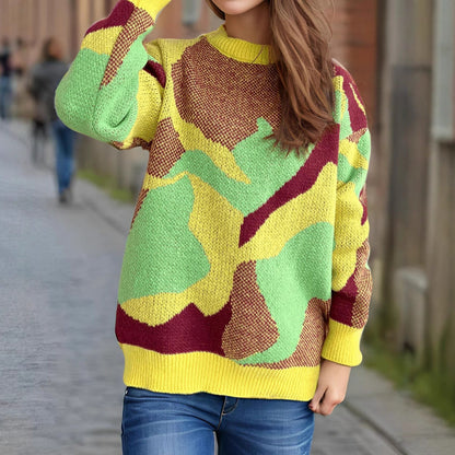 Damen Pullover Lässiger Schnitt Expressives Muster Eveloria