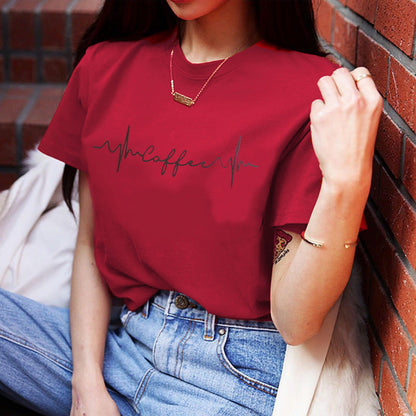Damen T-Shirt Lässiger Schnitt Kreativer Schriftzug Weiss - Eveloria