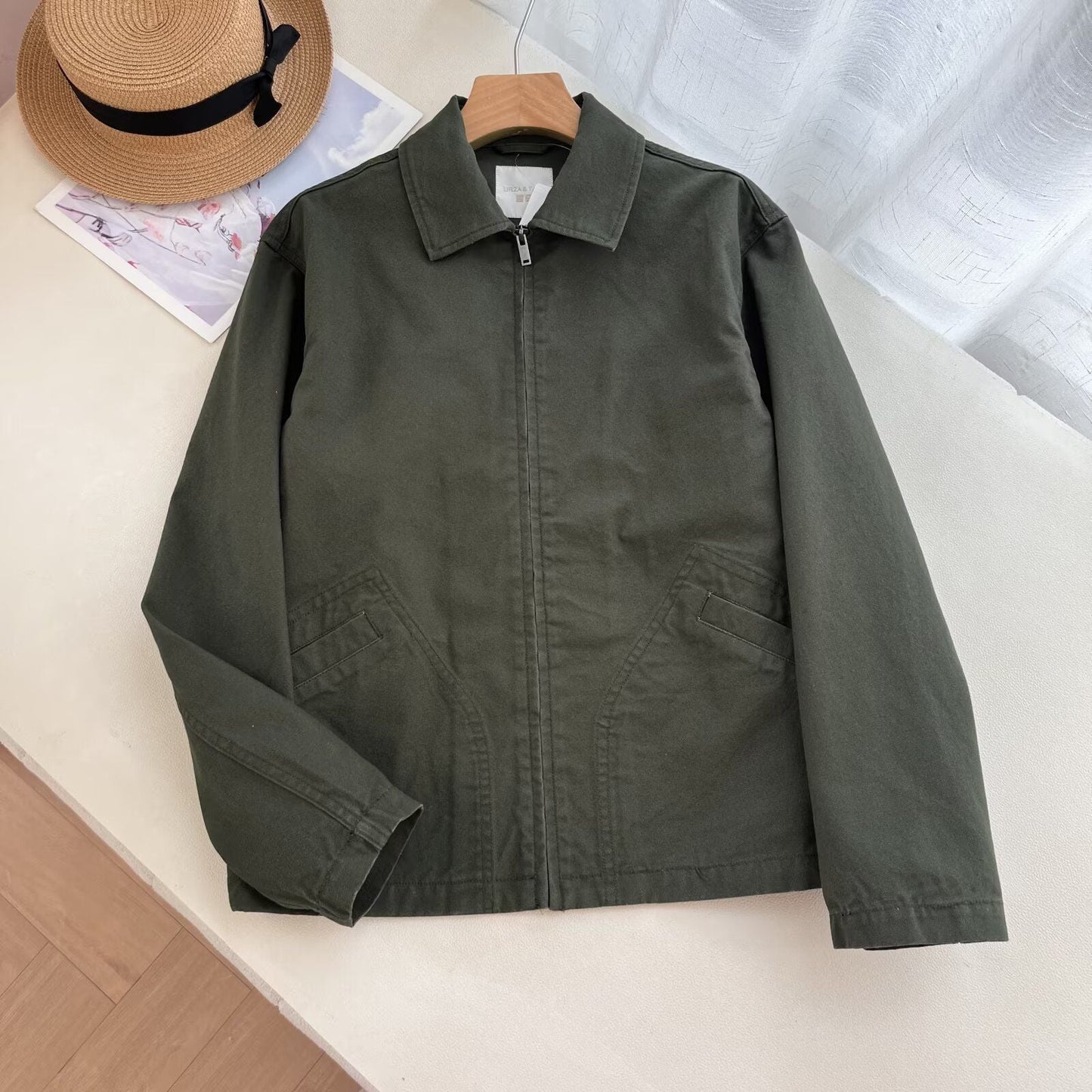 Damen Übergangsjacke Lässig Praktische Taschen Beige