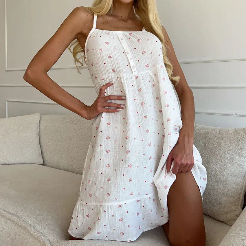 Damen Sommerkleid Rüschensaum Florales Muster Luftig
