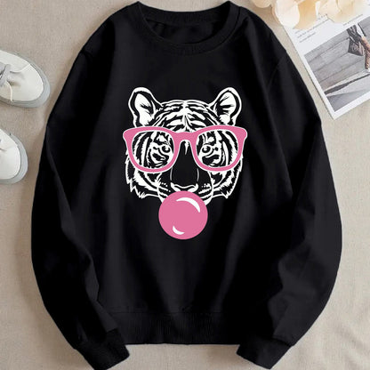 Damen Sweatshirt Tiger-Design Lässiger Schnitt Eveloria